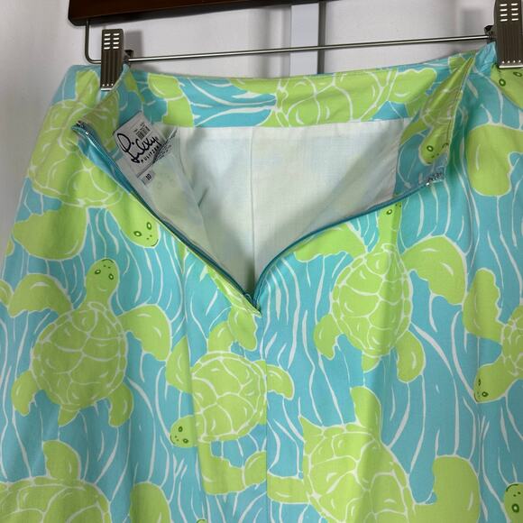 Turtle Print Blue and Green Skirt - Picture 4 of 8